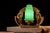 Art Deco 1930s Art Deco Figural Eagle Painted Metal Table Lamp With Uranium Glass Shade For Sale - Image 3 of 13