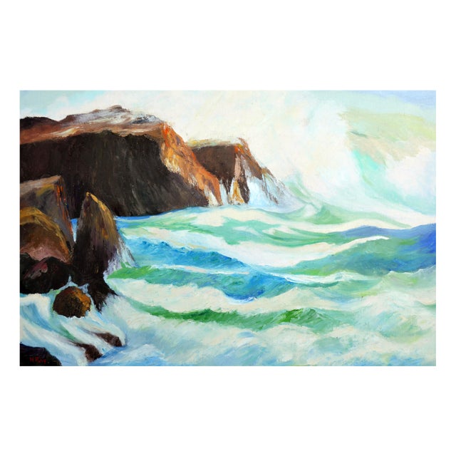 Beautiful seascape by California artist Hartzell Harrison Ray (American, 1896-1991). Signed H. Ray lower right. Titled...