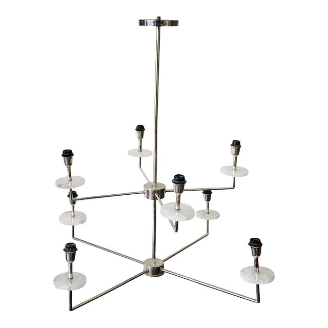1970s Abstract Chrome & Rock Crystal Chandelier in the Style of Tommi Parzinger For Sale