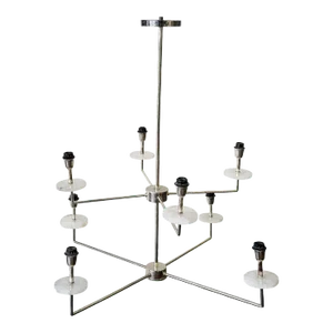 1970s Abstract Chrome & Rock Crystal Chandelier in the Style of Tommi Parzinger
