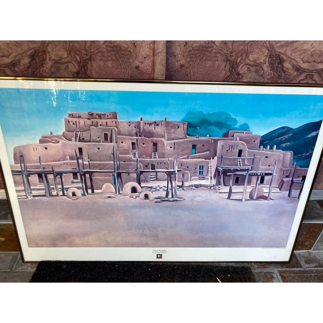 1975 O'Keefe Taos Pueblo Lithograph, Framed Jack O'Grady Galleries Chairish