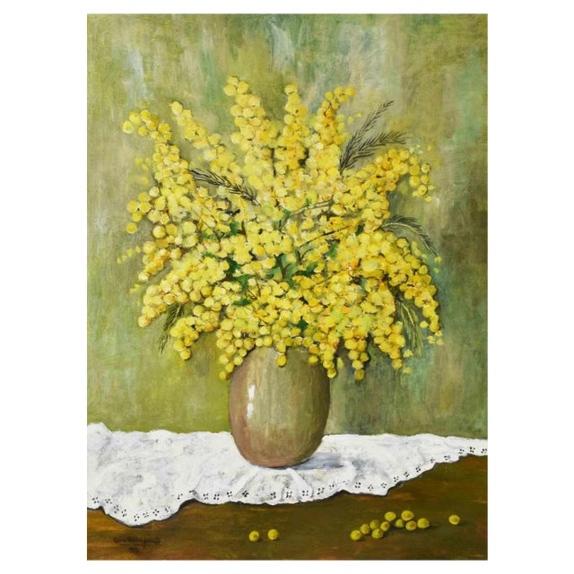 Gina Ceccagnoli, Mimosas, Oil Tempera on Canvas, 1996 For Sale