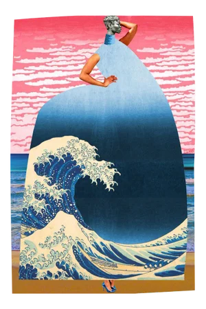 Plate No. 209, Abstract, Collage, Hokusai Wave
