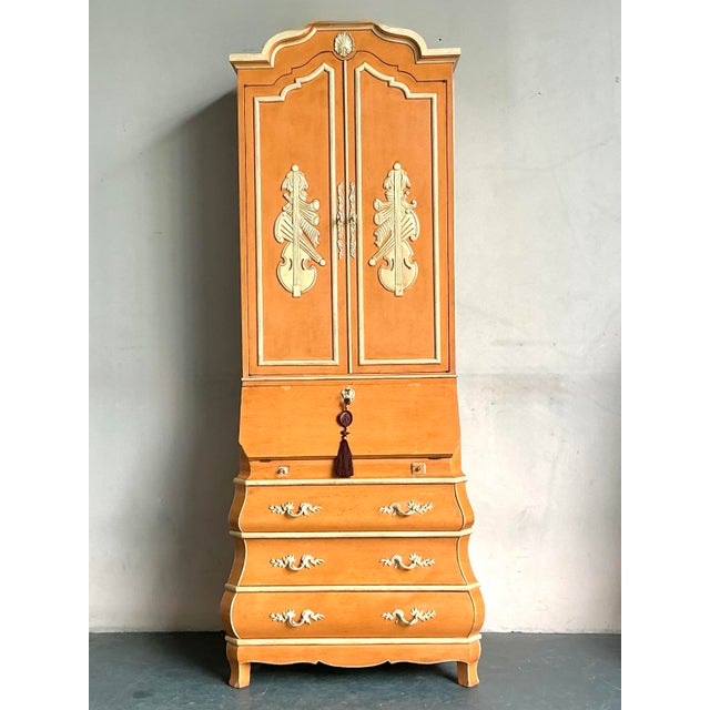 Vintage Regency Carved Detail Secretary Desk For Sale - Image 4 of 9