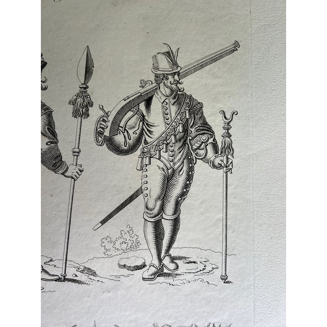 Mid 19th Century Etching Reproduction of Soldiers of Charles IX and Henry III by Nicolas Xavier Willemin For Sale - Image 4 of 6