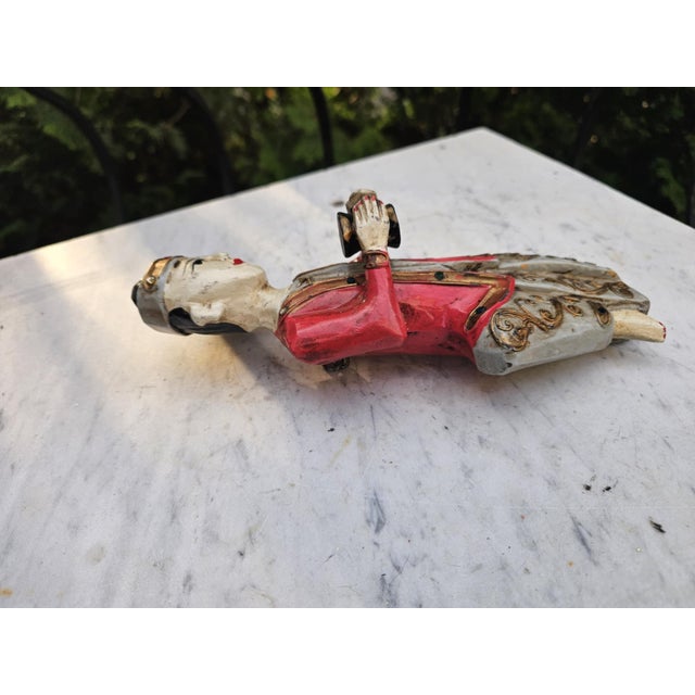 Red Antique Carved Figure in Beech, 1890s For Sale - Image 8 of 10