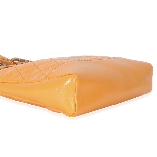 Orange Shiny Crumpled Quilted Calfskin Mini 31 Shopping Bag For Sale In New York - Image 6 of 9