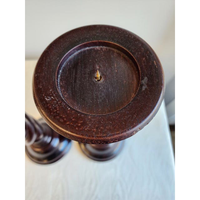S/2 Ralph Lauren Style Oversized Barley Twist Pillar Candle Holders For Sale - Image 13 of 14
