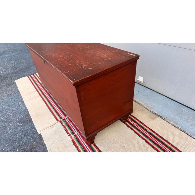 Farmhouse Antique Red Painted Dovetailed Blanket Chest, Lancaster County Pa, Circa 1830-1840 For Sale - Image 3 of 15