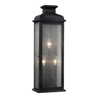 Sean Lavin by Visual Comfort Studio Pediment Large Lantern, Dark Weathered Zinc For Sale