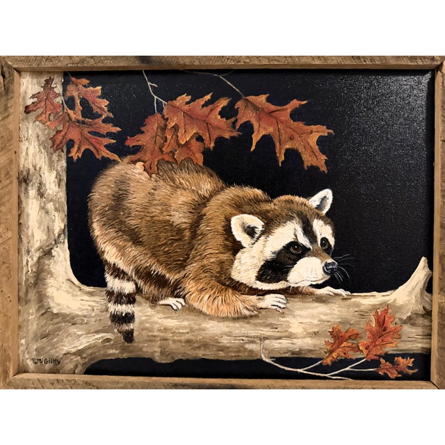Original Wildlife Painting Pair by Patti Gilley – "Night Crawler" & "Peek-a-Boo" Raccoon Art For Sale - Image 13 of 18