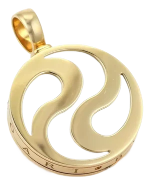 Bvlgari Optical Illusion Mother of Pearl 18k Gold & Steel Round Spinner Pendant