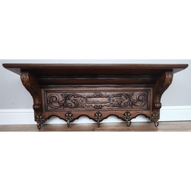 Rustic Vintage French Coat Rack in Oak For Sale - Image 3 of 10