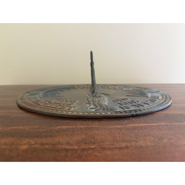 French Country Vintage English Country Iron Garden Sundial "Grow Old Along With Me" For Sale - Image 3 of 7