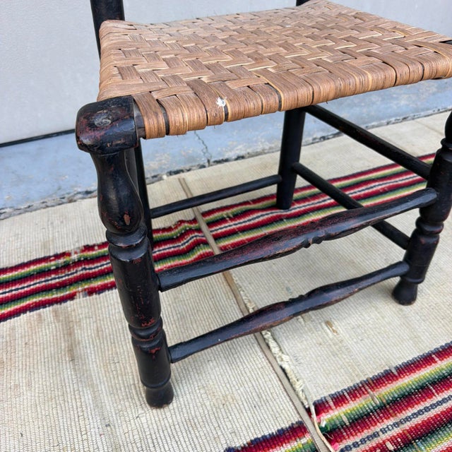 Black Antique Black-Painted New England Banister-Back Side Chair, Circa 1750s For Sale - Image 8 of 18