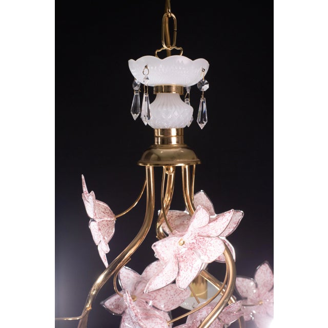 Pink Flowers Murano Chandelier, 1970s For Sale - Image 11 of 12