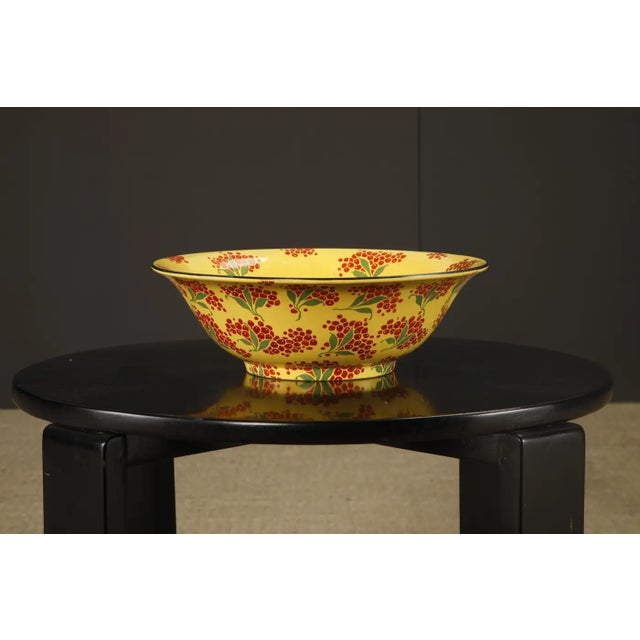 Vintage Enamelware Five-Piece Wash Set in Yellow With Red Berry Motif, C 1950s For Sale - Image 9 of 10