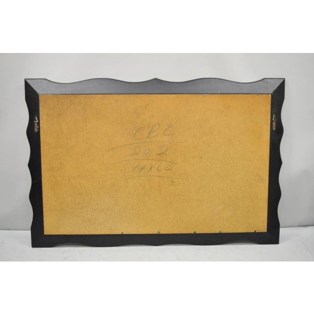 Vintage Venetian Art Deco Scalloped Edge Floral Etched Glass Large Wall Mirror For Sale - Image 9 of 11