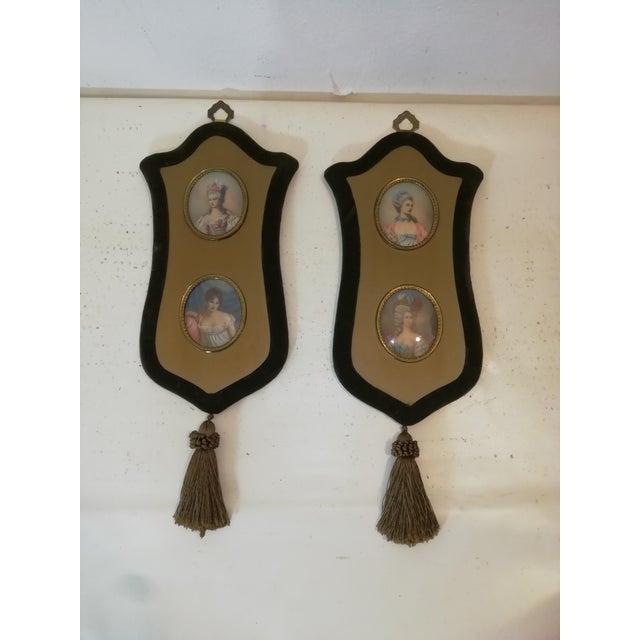 Frames with Curved Glass in Velvet and Tassel, 1950s, Set of 2 For Sale - Image 10 of 10