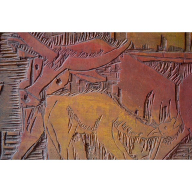 Carved Wooden Plaque, 1970s For Sale - Image 6 of 7