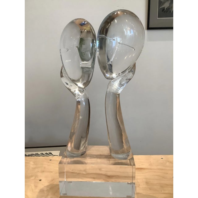 Figurative Loredano Rosin Murano Glass Sculpture “Two Faces” For Sale - Image 3 of 7