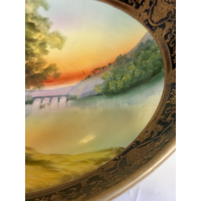 Antique Hand Painted Nippon Two-Piece Centerpiece Bowl With Footed Pedestal Base For Sale - Image 9 of 16