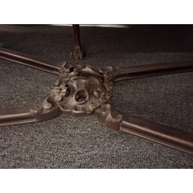 Brown Antique Carved French Marble Top Library Table For Sale - Image 8 of 8