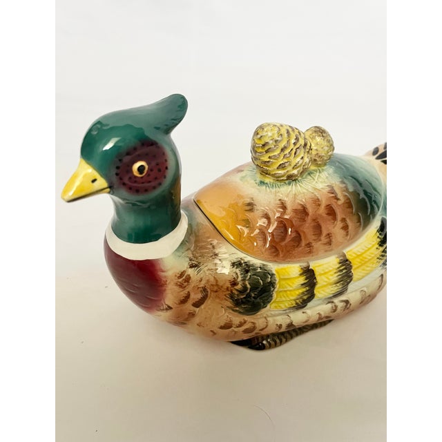 Vintage Hand-Painted Ceramic Pheasant Tureen / Lidded Dish For Sale - Image 9 of 10