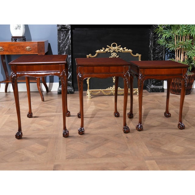 Traditional Mahogany Nesting Table Set of 3 Chairish