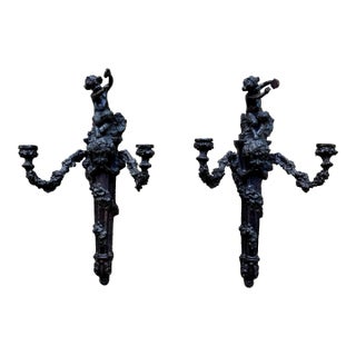 Bronze Candle Sconces a Pair For Sale