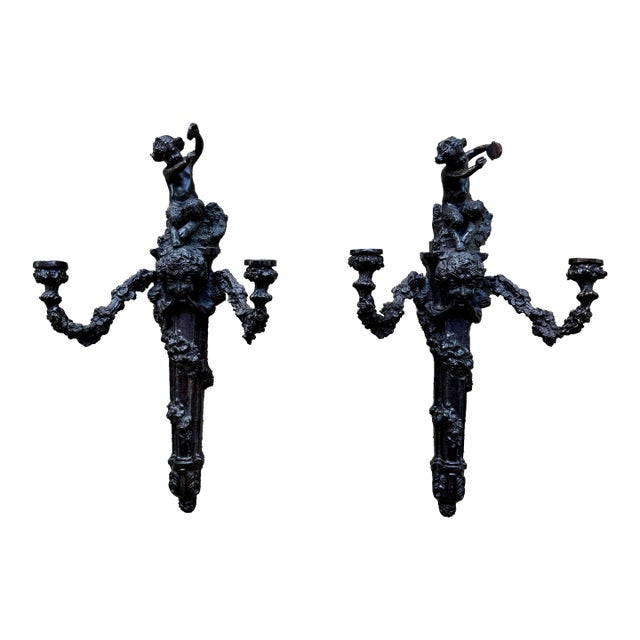 Bronze Candle Sconces a Pair For Sale