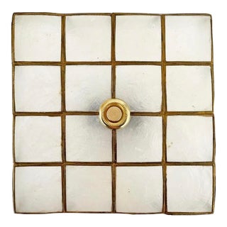 Midcentury Capiz Shell Flush Light For Sale
