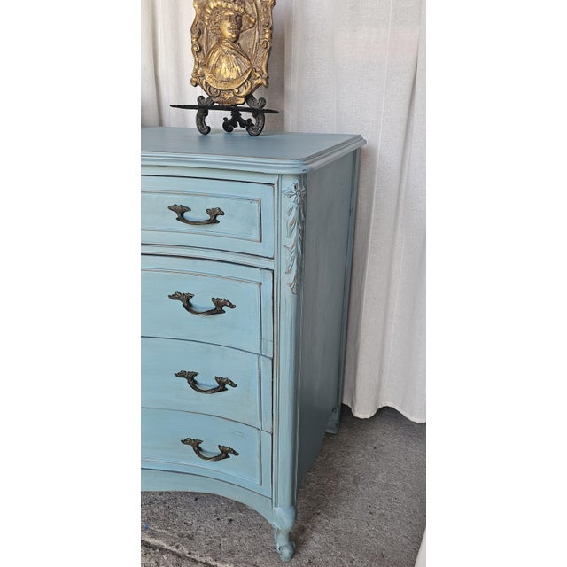 Vintage Turquoise Dresser, French Provencial, 1950's For Sale - Image 9 of 12