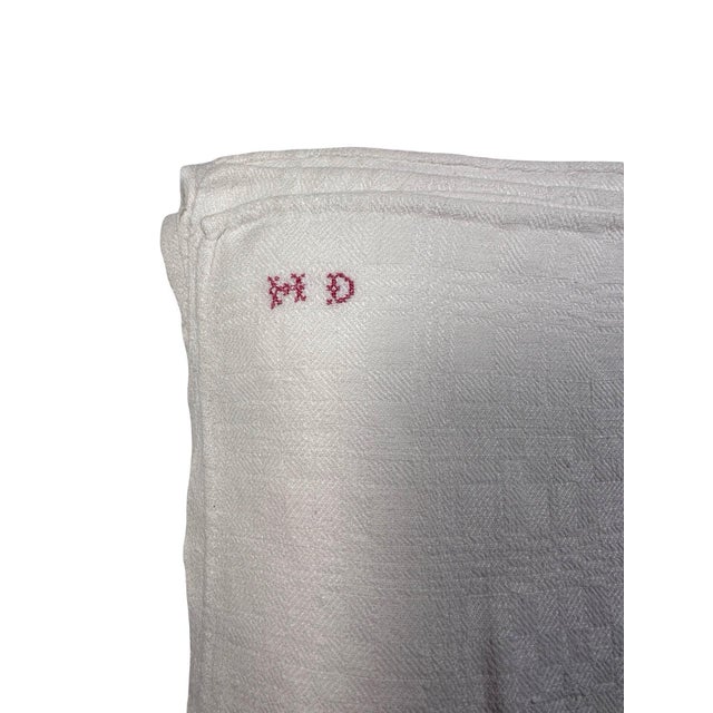 Hd Cross Stitch Monogram Antique French Cotton Summer Coverlet/Blanket Circa 1900 For Sale In Philadelphia - Image 6 of 8