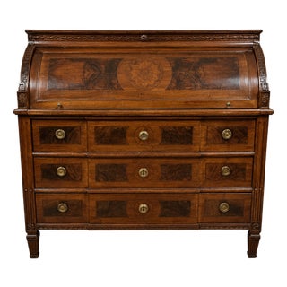 Louis XVI Roll-Top Desk in Marquetry Walnut, 1700s For Sale