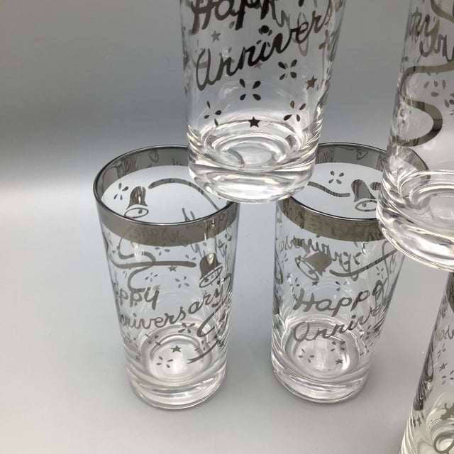 Happy Anniversary Platinum Rim Cocktail Glasses-Set of 6 For Sale - Image 12 of 13
