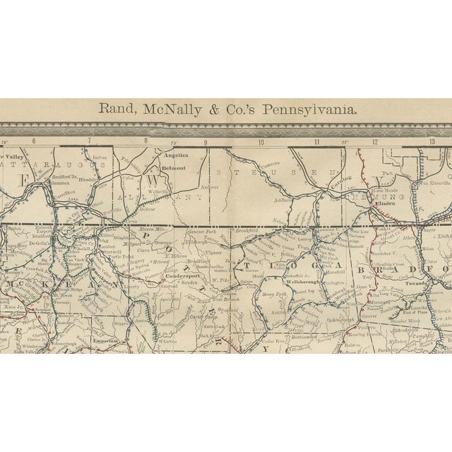 Paper Pennsylvania Map of Mountains and Cities by Rand McNally For Sale - Image 7 of 9