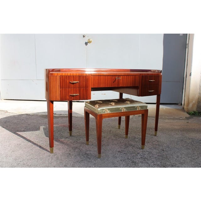 Curved Dressing Table with Stool by Paolo Buffa for Ducrot, 1950s, Set of 2 For Sale - Image 16 of 18