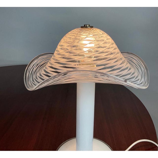Glass White Murano Table Lamp, 1970s For Sale - Image 7 of 14