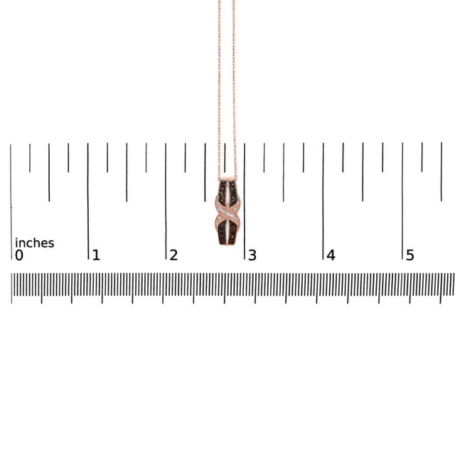 Early 21st Century 10K Rose Gold 1/4 Cttw White and Chocolate Brown Diamond Infinity Twist Pendant Necklace (I-J Color, I1-I2 Clarity) For Sale - Image 5 of 5
