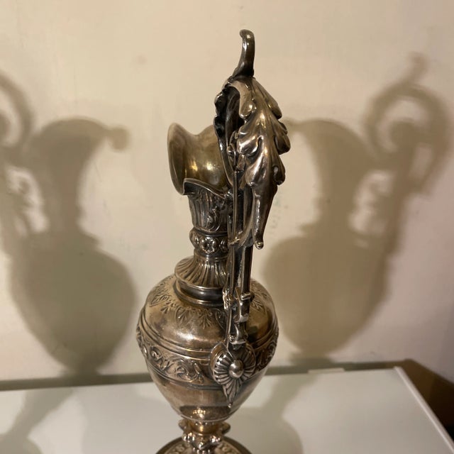Antique Grand Tour Silvered Ewers - a Pair For Sale - Image 4 of 5