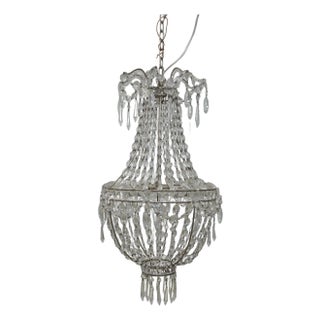 Crystal Prism Silver Decorator Chandelier Fixture For Sale