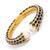 Metal Cleopatra Sapphire & Pearl Gold Chunky Cuff Bracelet For Sale - Image 7 of 8