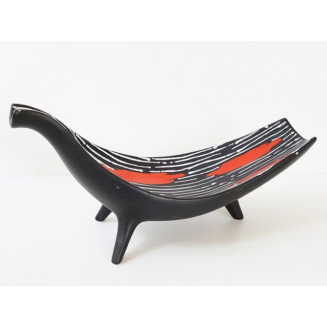 Black Zoomorphic Ceramic Fruit Bowl by Gabriel Fourmaintraux Desvres, 1950 For Sale - Image 8 of 8
