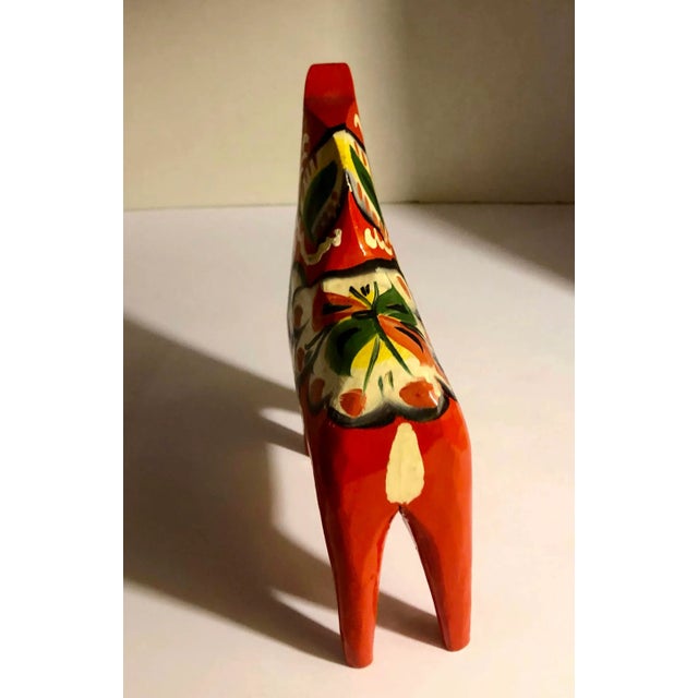 Orange Vintage Swedish Dala Horse Folk Art Figure For Sale - Image 8 of 12