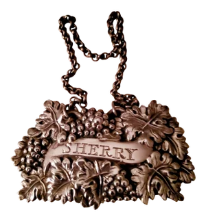 Antique Sterling Silver Decanter Tag for Sherry
