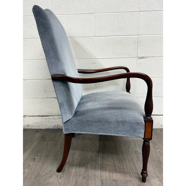 Wood Vintage Federal Style Inlaid Mahogany Lolling Armchair For Sale - Image 7 of 10