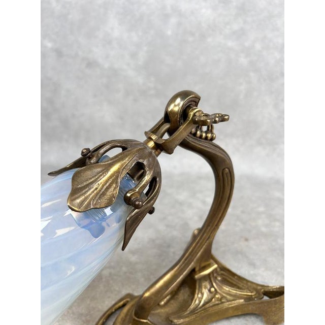 1960s Art Nouveau Wall Lamps with Opal Iridescent Glass, 1960s, Set of 3 For Sale - Image 5 of 10