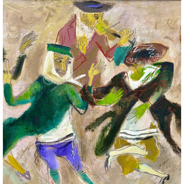 William Gropper, Large Oil Painting Klezmer Wedding Rabbis Judaica WPA Jewish Art William Gropper, c.1940's For Sale - Image 4 of 16