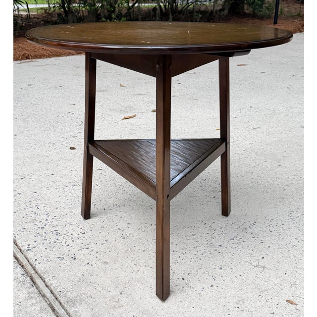 Vintage English Oak Cricket Table by Fauld England For Sale - Image 4 of 14